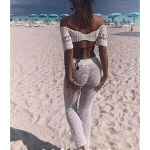 Andi Bagus Bangin Beach Crochet Trousers XS/S Beige # 1